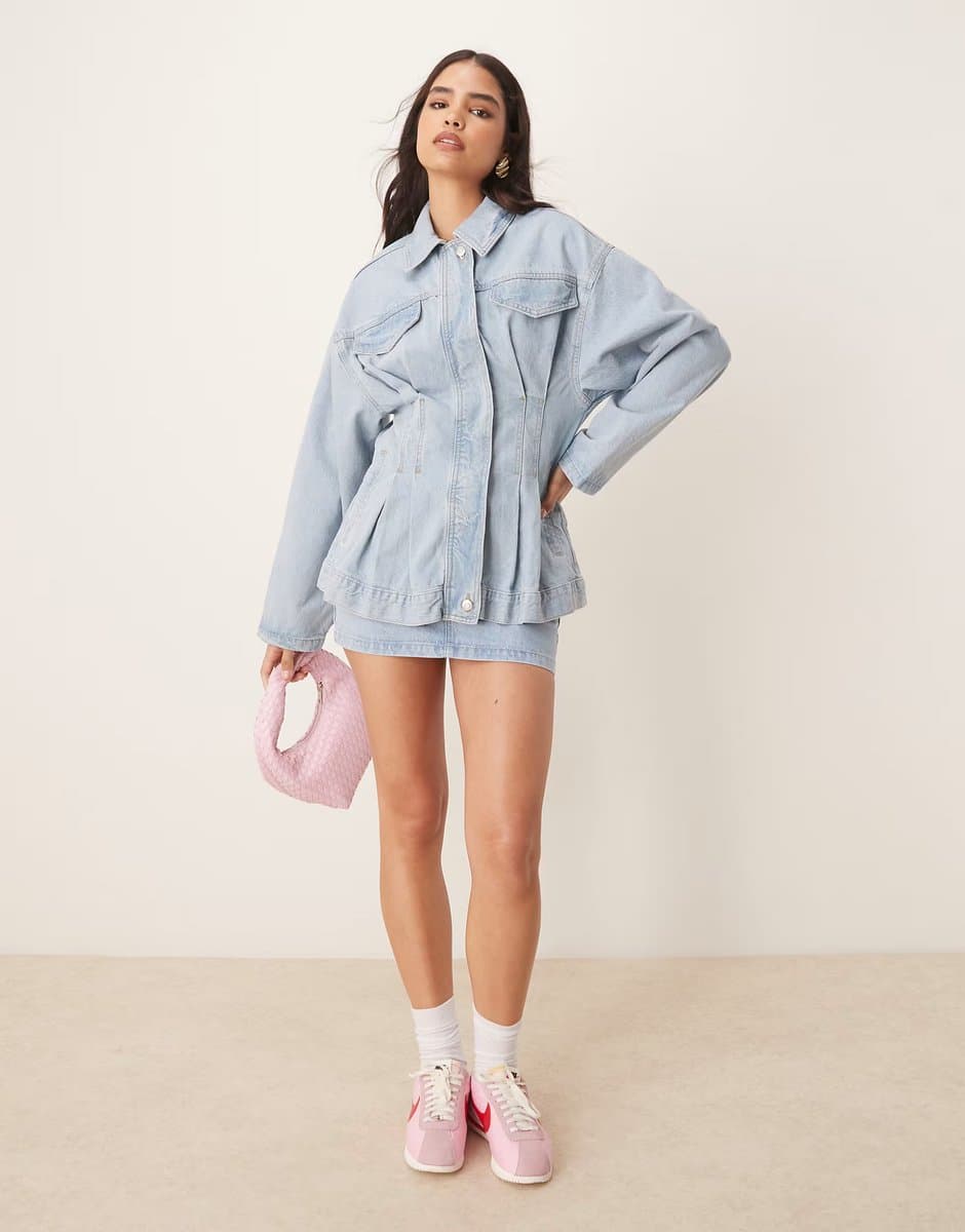 ASOS Premium Cinched Jacket Co-ord in Lightwash