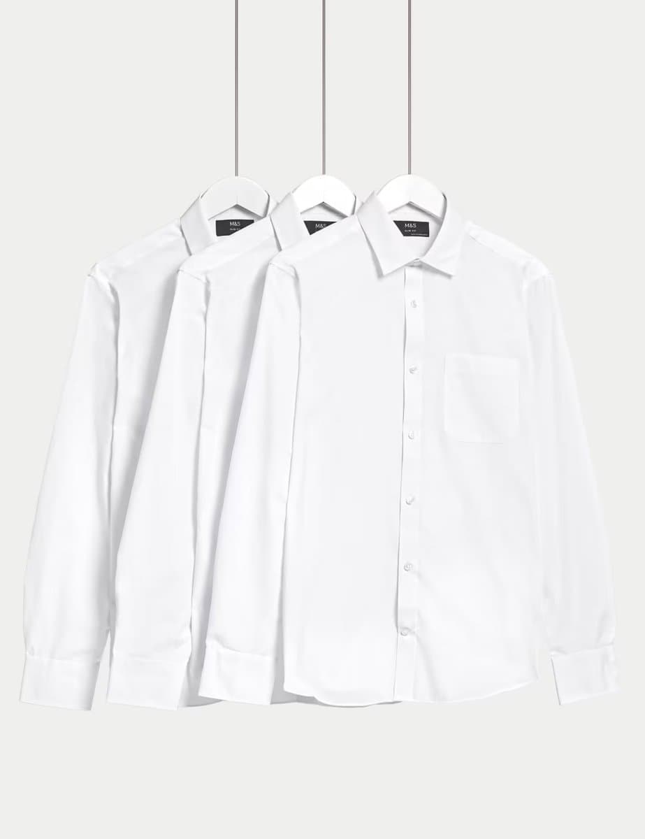 Marks & Spencer M&S White Long Sleeve Easy Iron Slim Fit Shirt