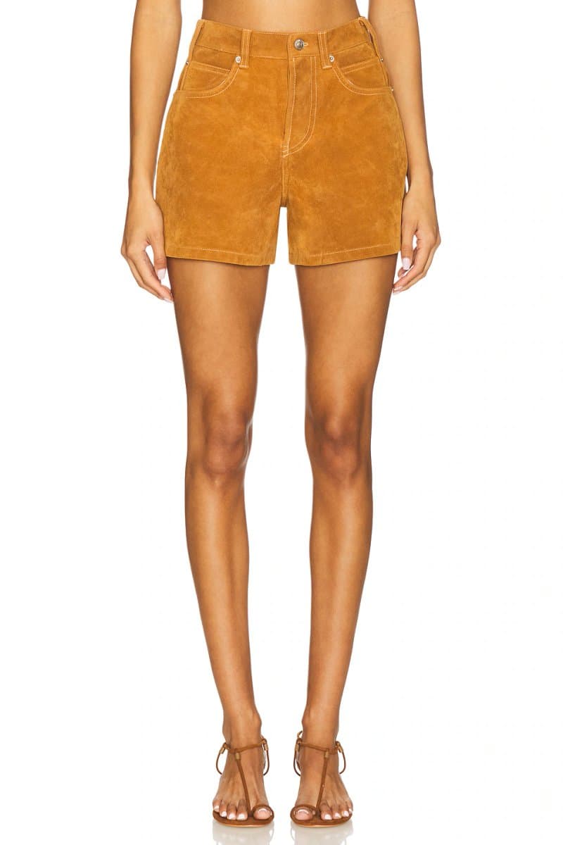 revolve Revolve We The Free Tippi Faux Suede Shorts in Dark Honey