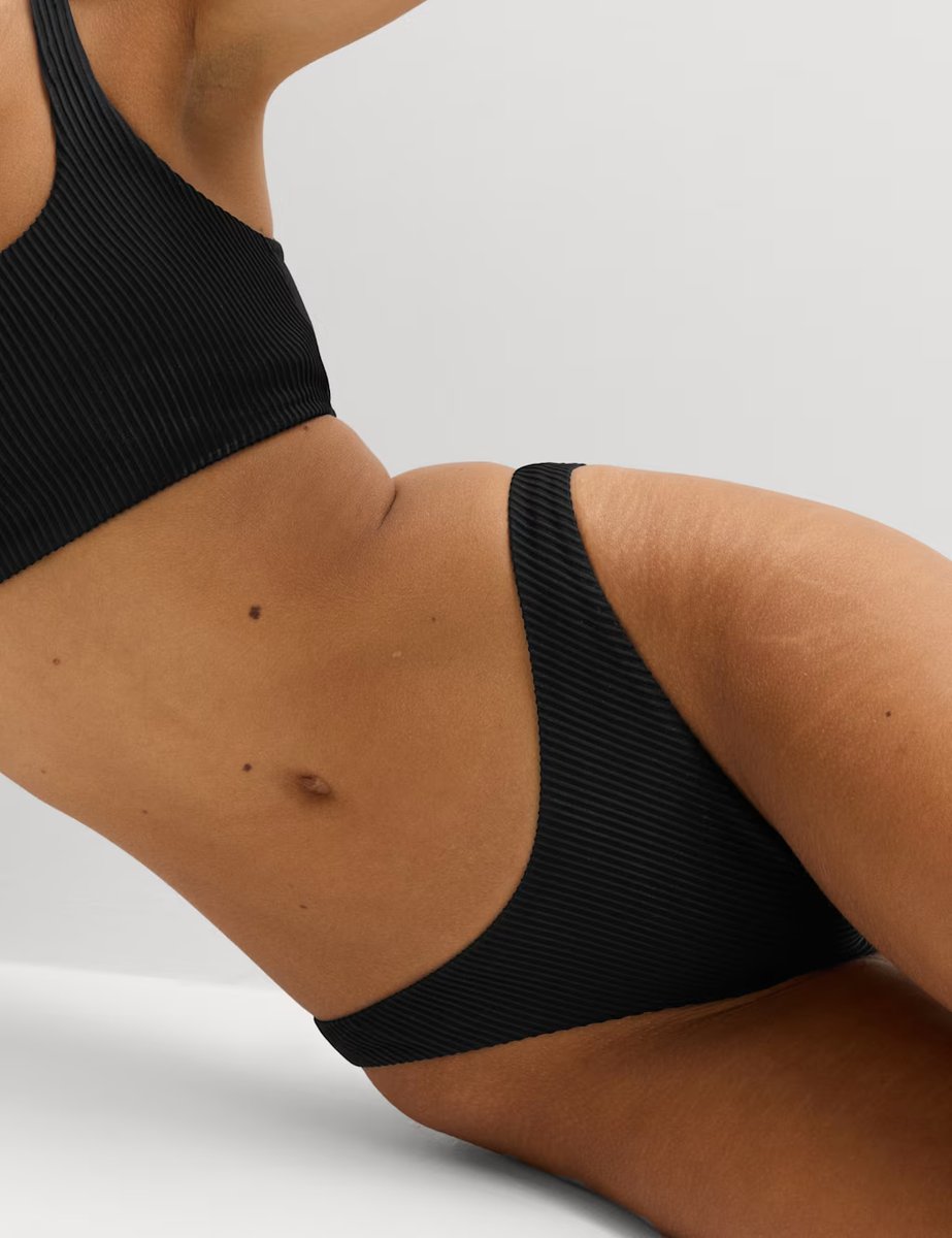 Marks & Spencer M&S Ribbed High Leg Bikini Bottoms Black - 2