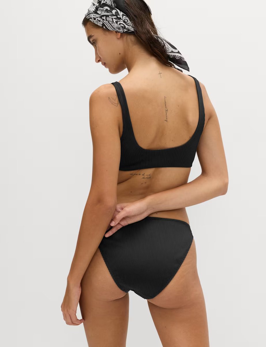 Marks & Spencer M&S Ribbed High Leg Bikini Bottoms Black - 3