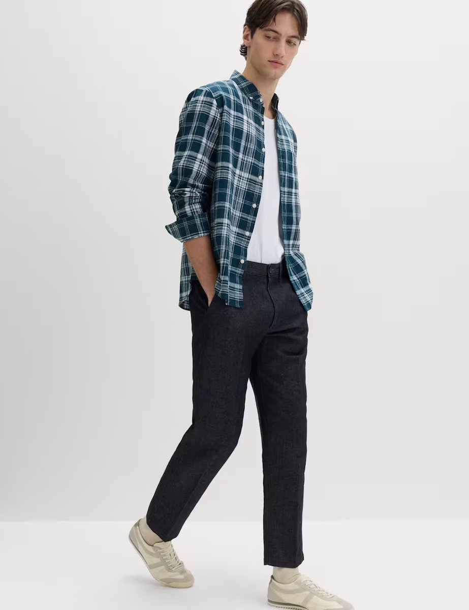 Marks & Spencer M&S Regular Fit Cotton Linen Blend Chinos Denim Mix - 3