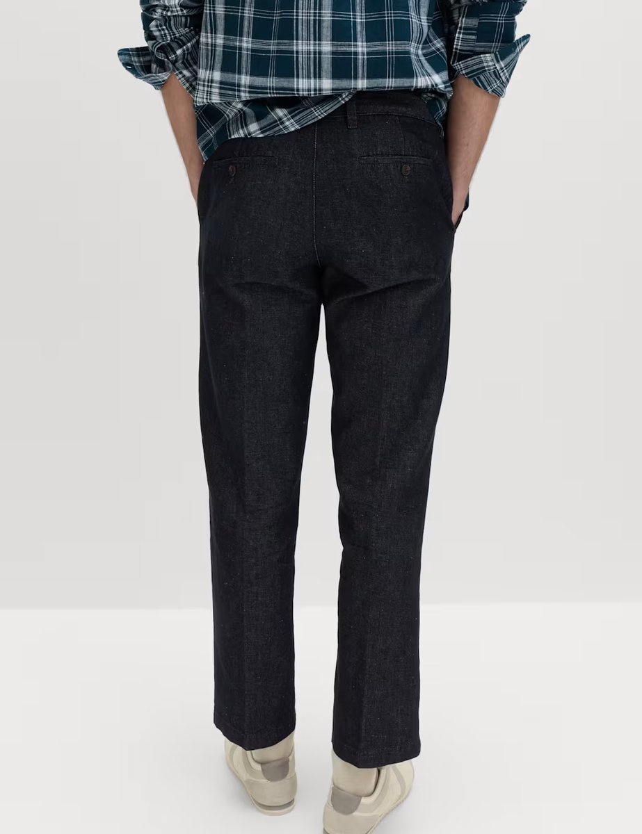 Marks & Spencer M&S Regular Fit Cotton Linen Blend Chinos Denim Mix - 4