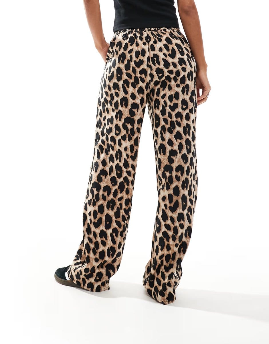 ASOS Pieces regular fit high waisted trouser in leopard print - 4
