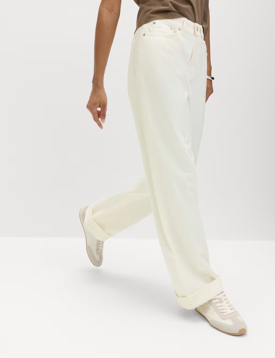 Marks & Spencer M&S Boyfriend Mid Rise Ankle Grazer Jeans Ecru - 2