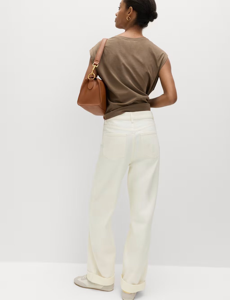 Marks & Spencer M&S Boyfriend Mid Rise Ankle Grazer Jeans Ecru - 4