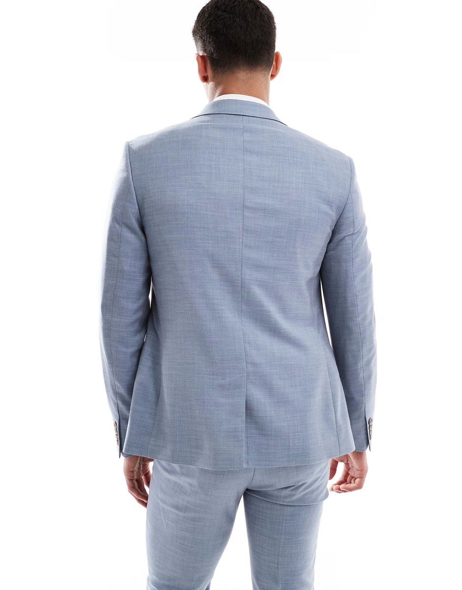 ASOS River Island skinny suit jacket in light blue - 2