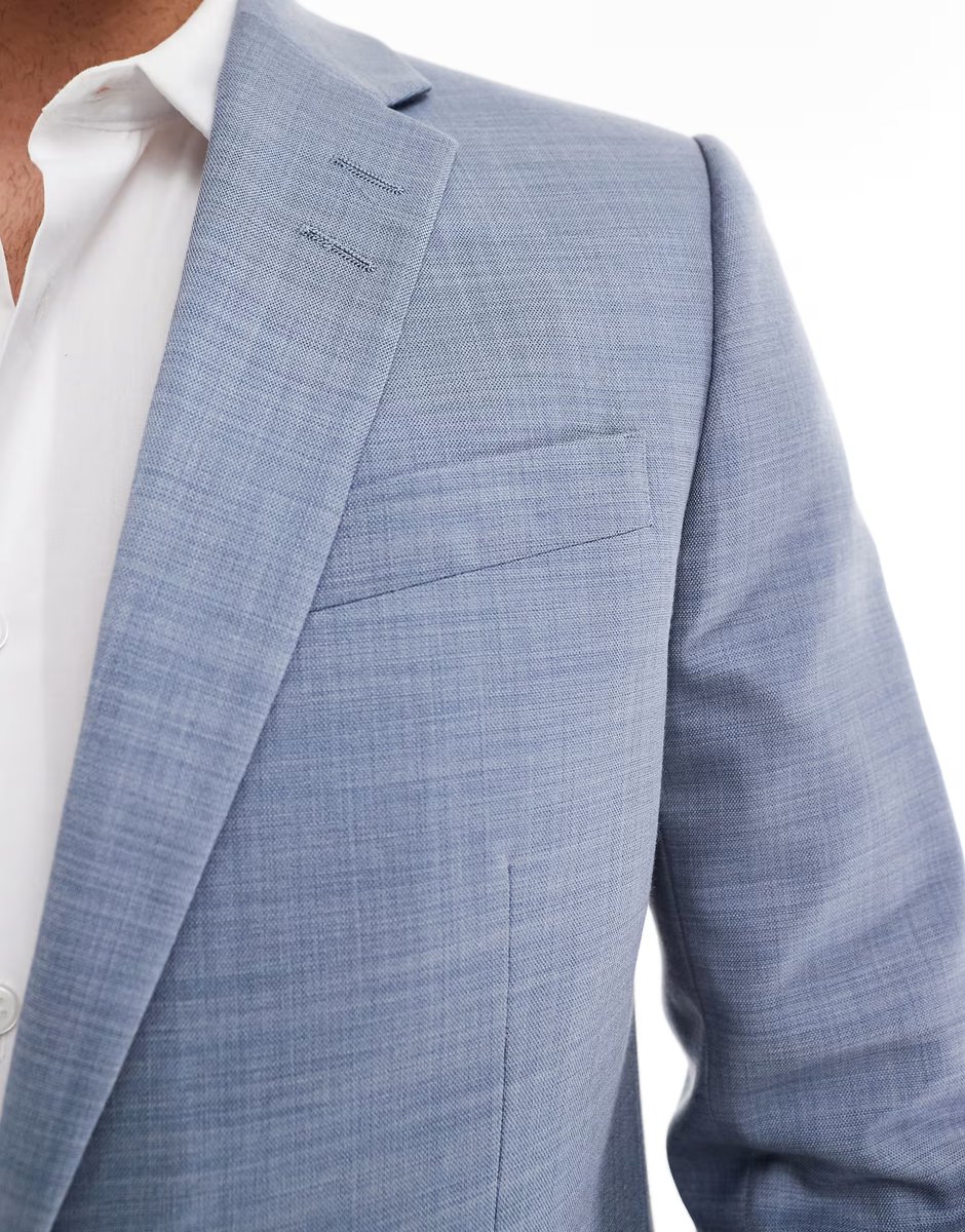 ASOS River Island skinny suit jacket in light blue - 3