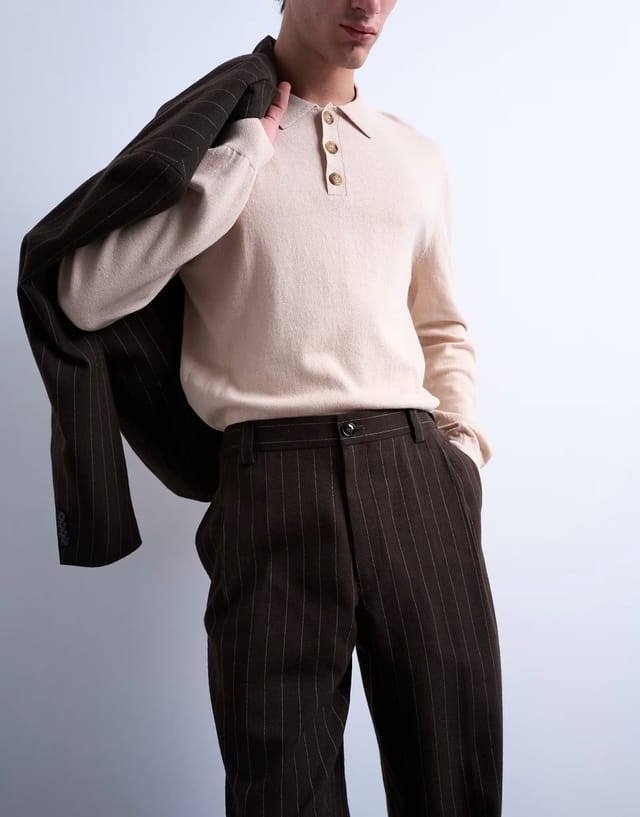 ASOS Topman relaxed blazer in brown stripe - 3