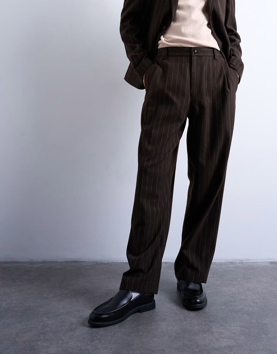 ASOS Topman relaxed blazer in brown stripe - 4