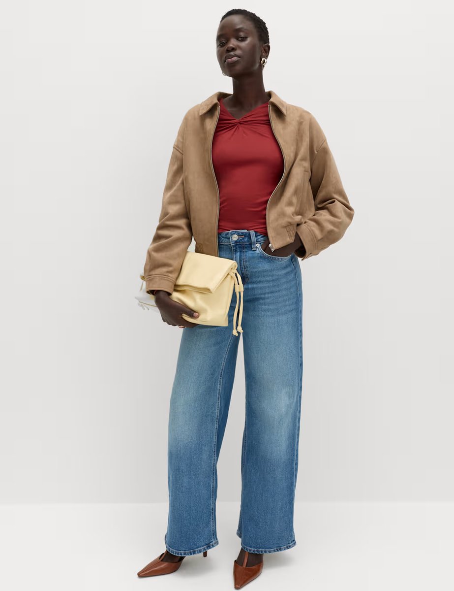 Marks & Spencer M&S Cotton Blend Knotted Long Sleeve Top Paprika - 3