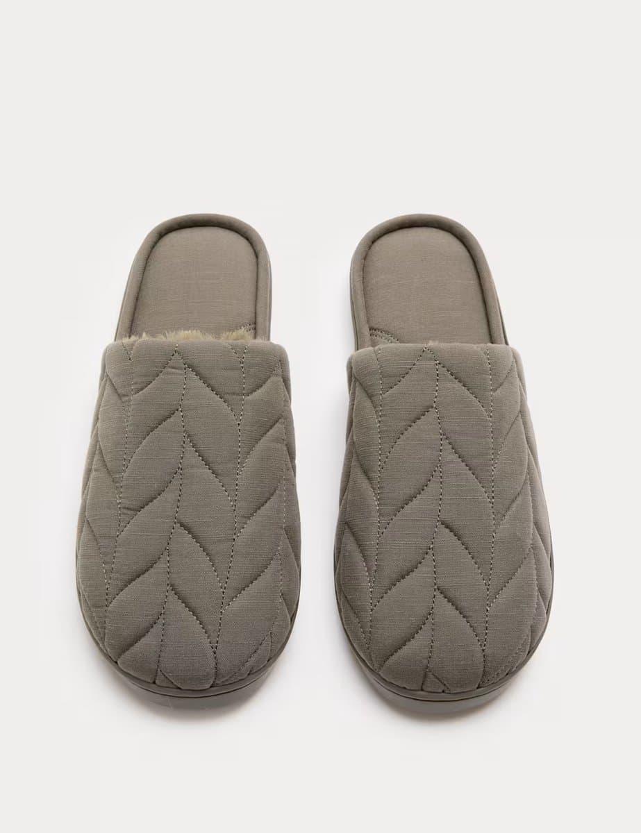 Marks & Spencer M&S Khaki Mule Slippers with Secret Support