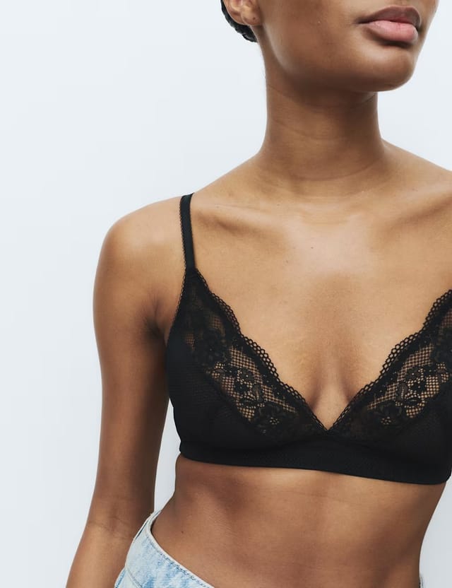 Marks & Spencer M&S Jasmine Lace Non Wired Plunge Bra (A-E) Black - 2