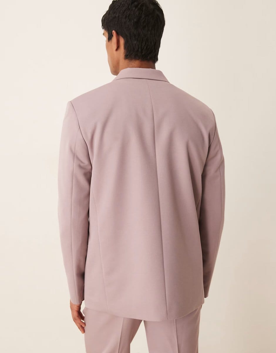 ASOS ASOS DESIGN relaxed double breasted suit jacket in dusty pink - 4