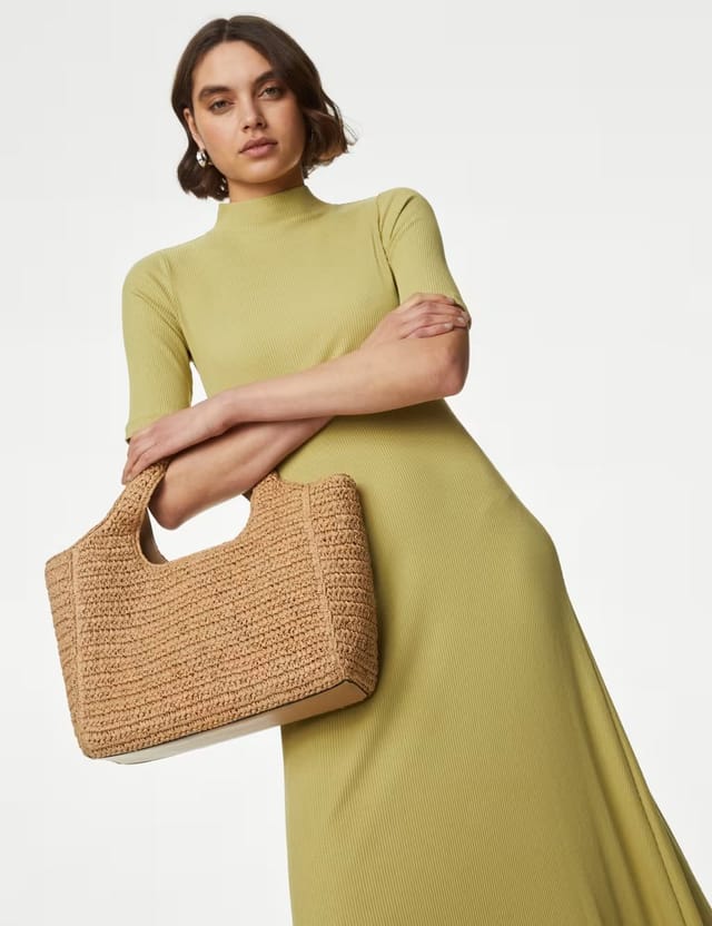 Marks & Spencer M&S Jersey Funnel Neck Maxi Column Dress Onyx - 2