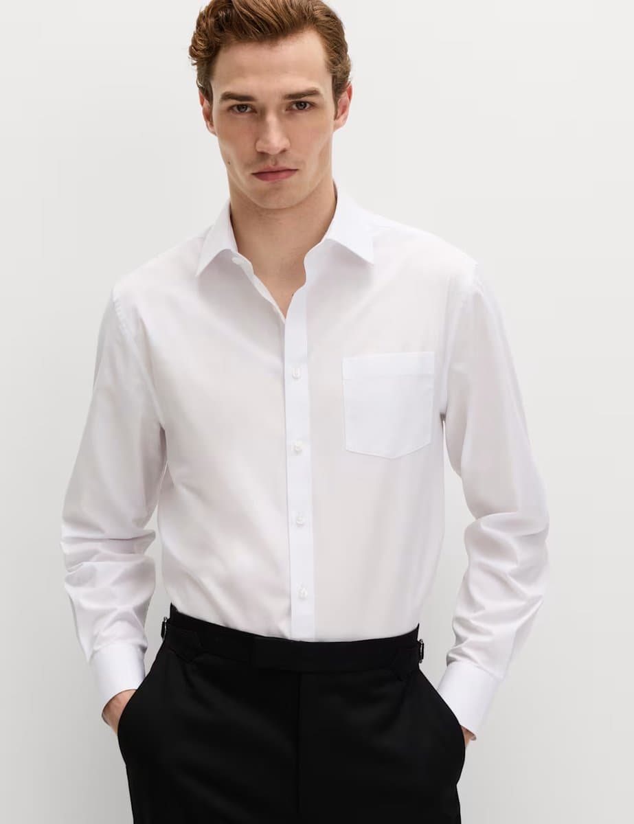 Marks & Spencer M&S Regular Fit Easy Iron Cotton Blend Shirts in White