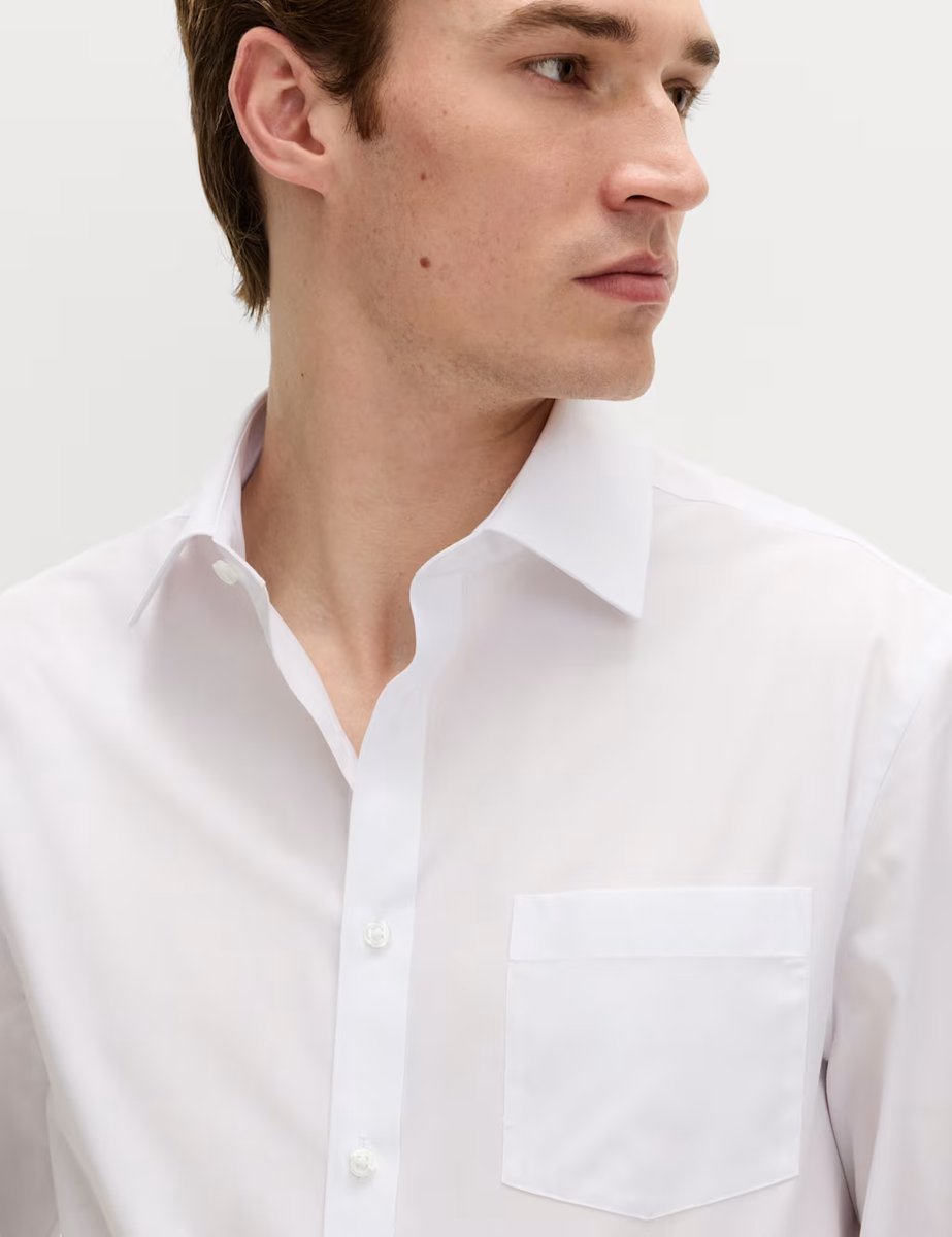 Marks & Spencer M&S 2 Pack Regular Fit Easy Iron Cotton Blend Shirts White - 3
