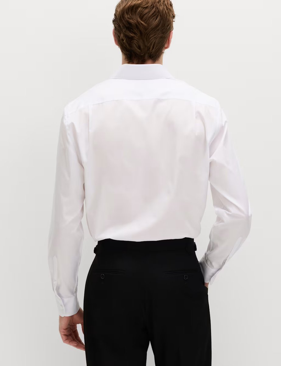 Marks & Spencer M&S 2 Pack Regular Fit Easy Iron Cotton Blend Shirts White - 4