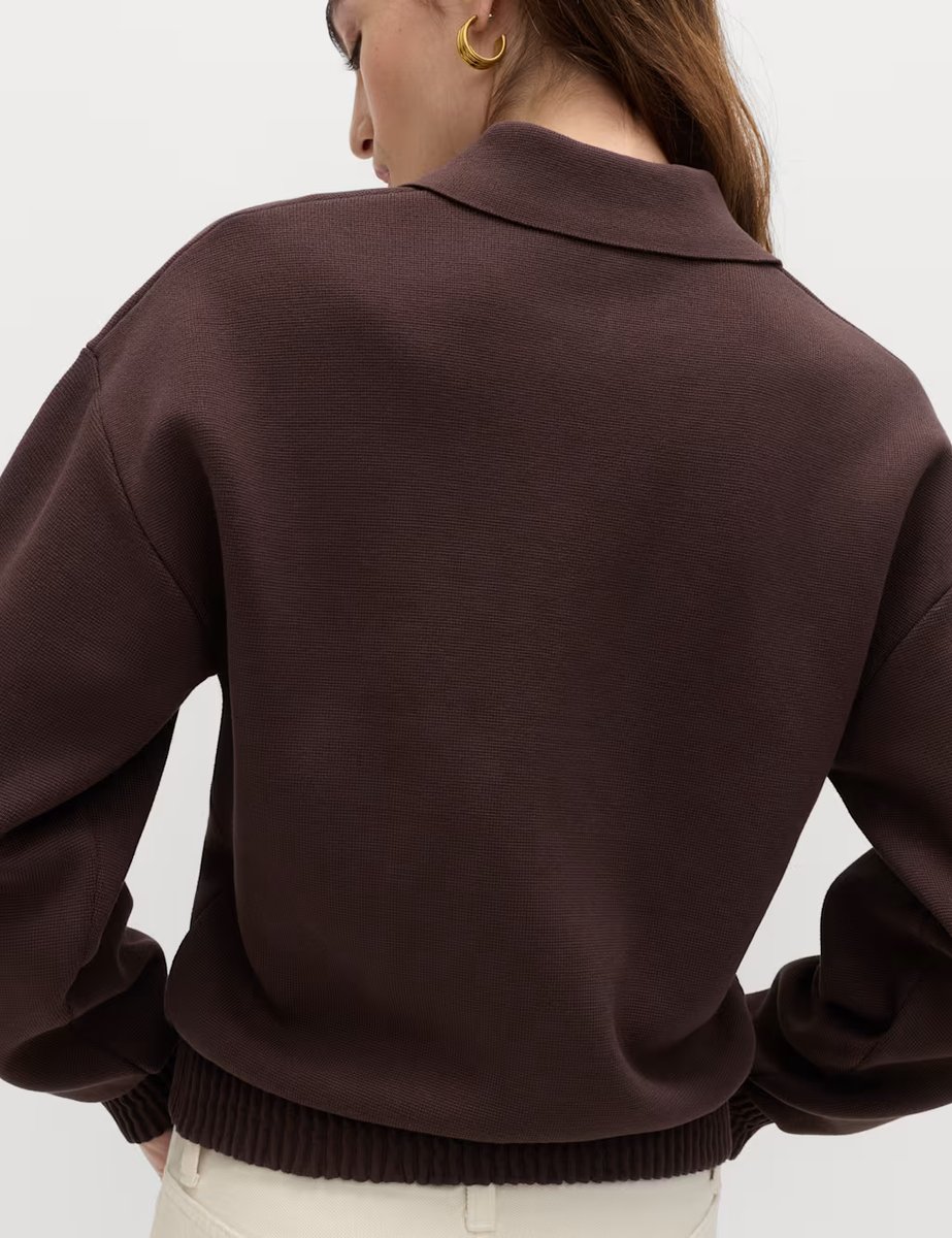 Marks & Spencer M&S Zip Up Knitted Collared Bomber Cardigan Brown - 3