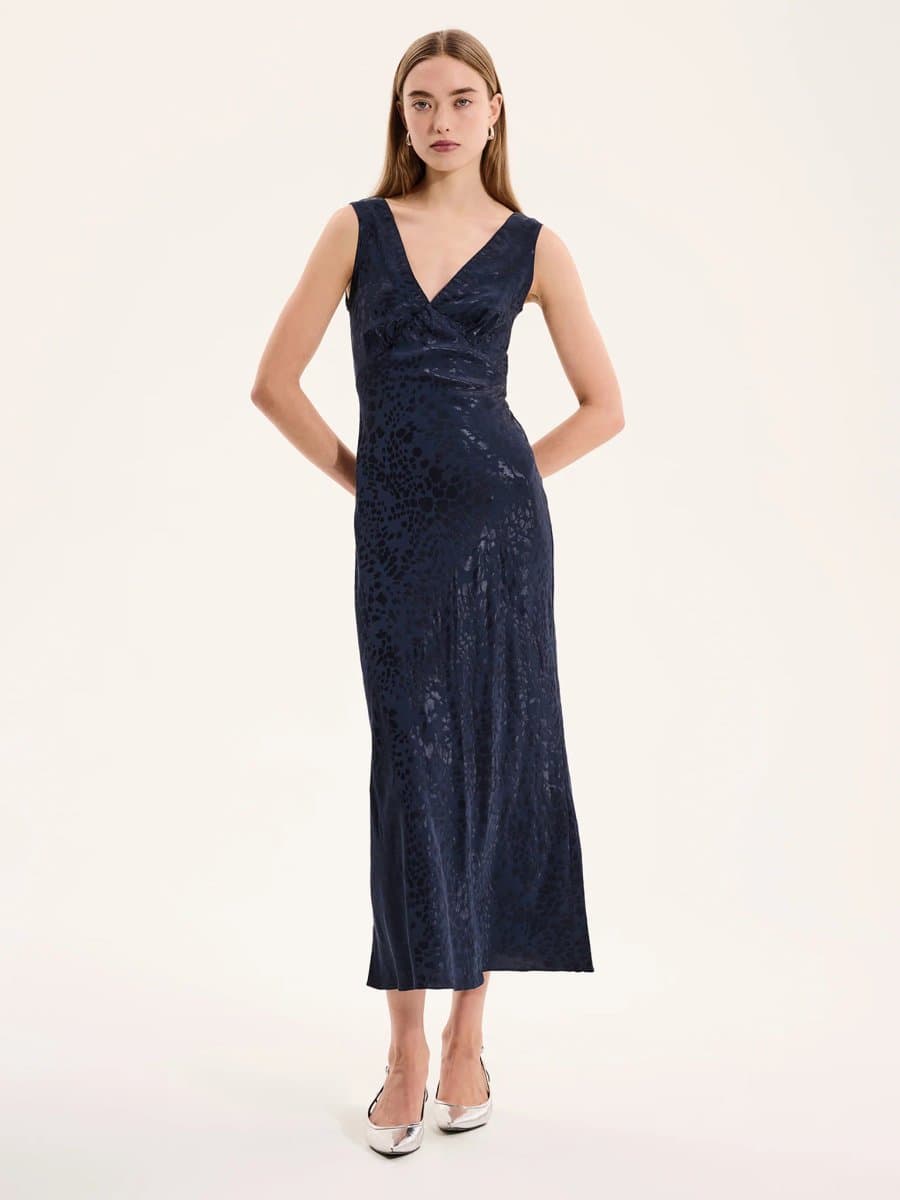 OMNES Iris Maxi Dress in Navy