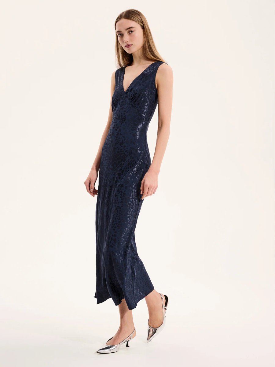 OMNES Iris Maxi Dress in Navy - 2
