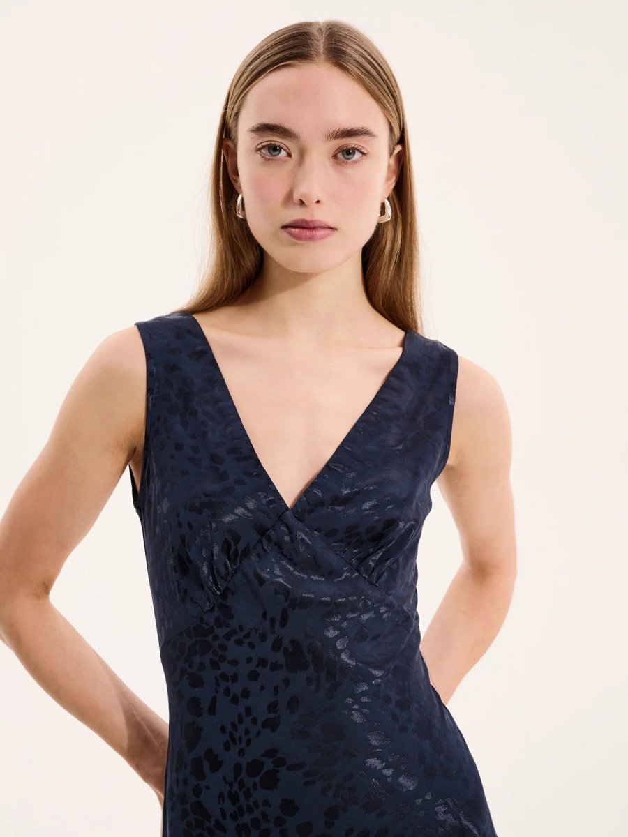 OMNES Iris Maxi Dress in Navy - 4