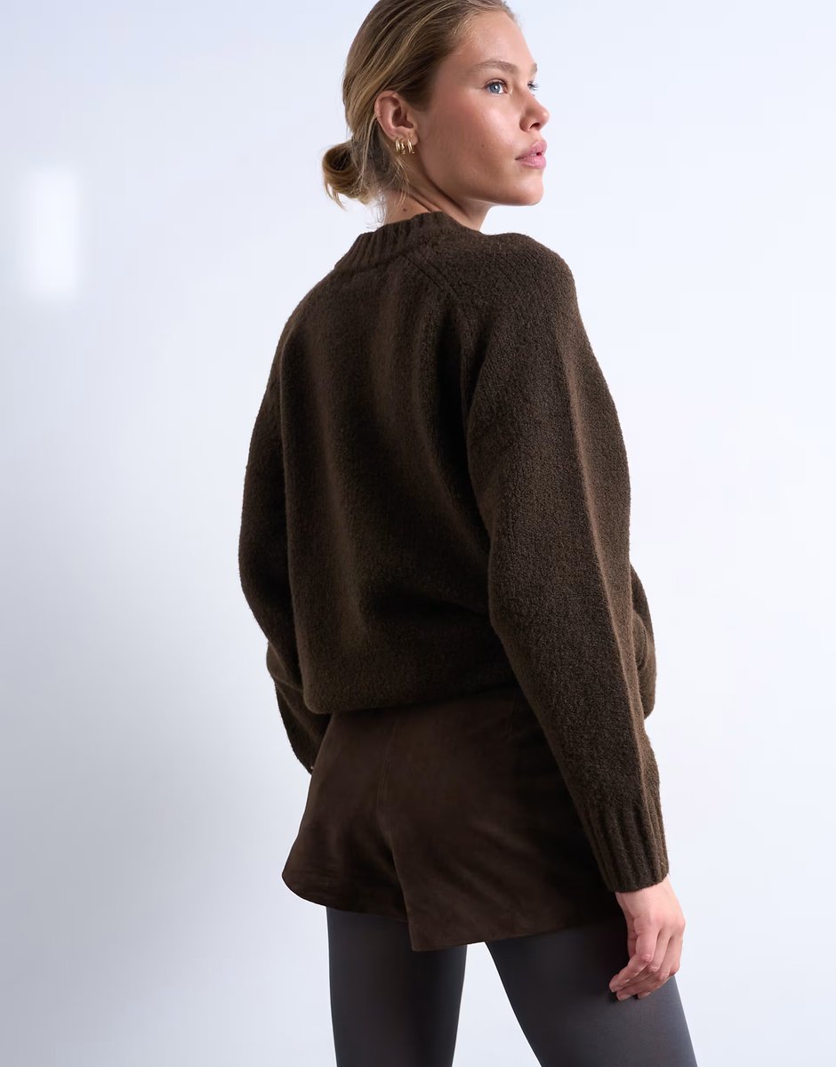 ASOS Topshop co ord real suede mini shorts in chocolate - 4