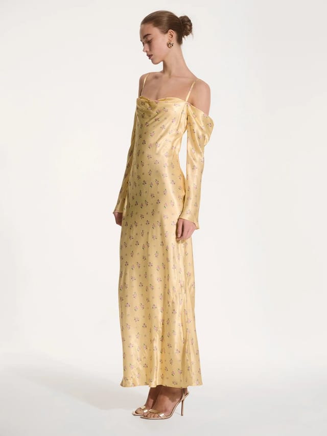 OMNES Munique Floral Dress in Vintage Yellow - 2