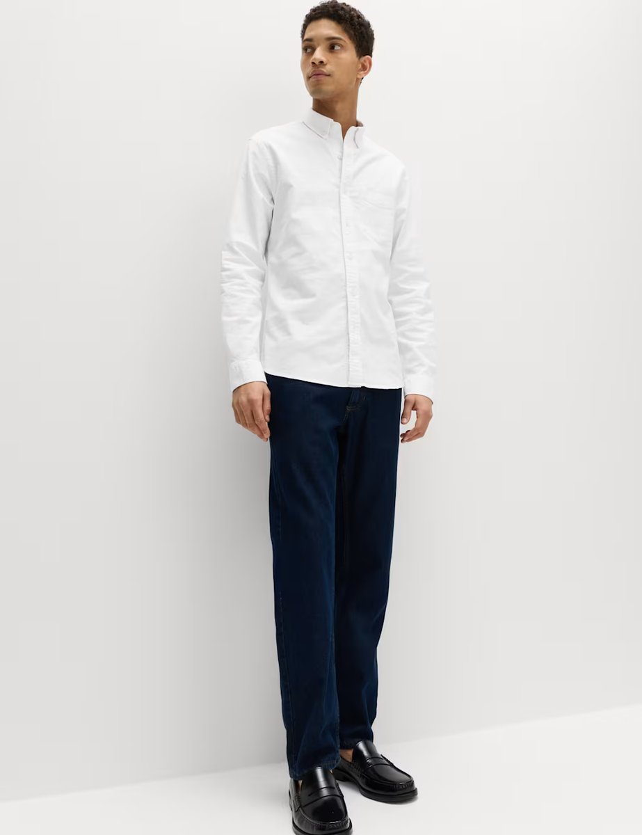 Marks & Spencer M&S Slim Fit Ultimate Cotton Rich Stretch Oxford Shirt White - 4