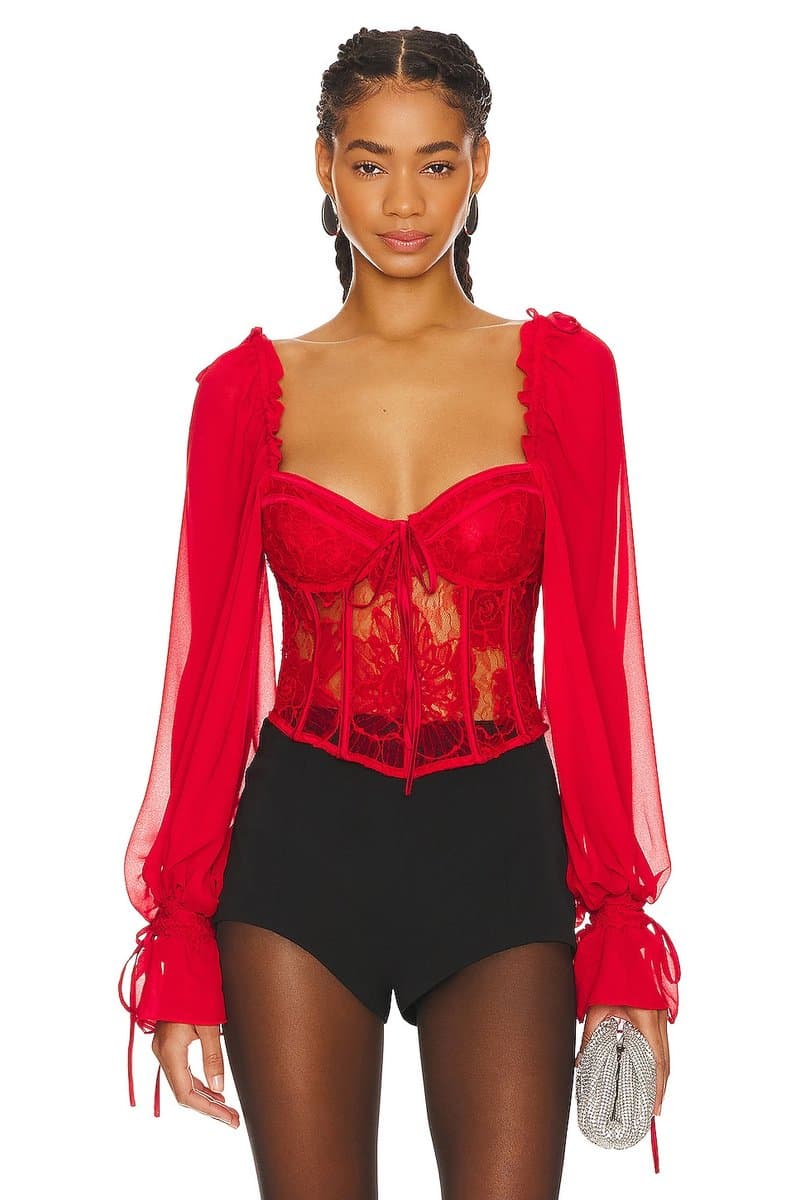 revolve Revolve Sade Top with Lace Detail in Red