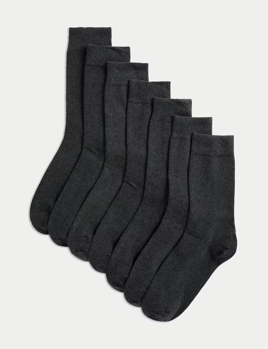Marks & Spencer M&S 7 Pack Cool & Fresh™ Cotton Rich Socks Dark Grey