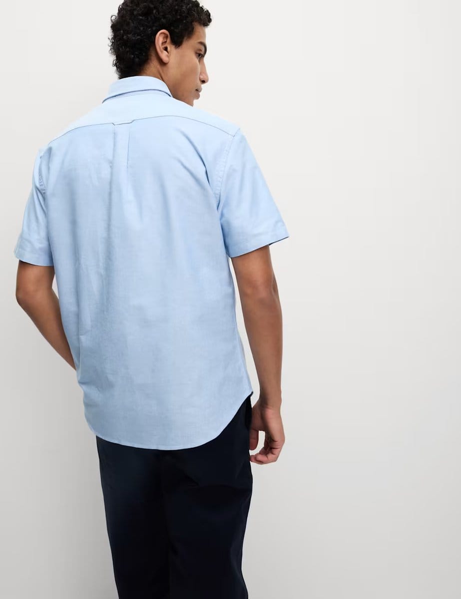 Marks & Spencer M&S Ultimate 2 Pack Short Sleeve Oxford Shirts Light Blue Mix - 4