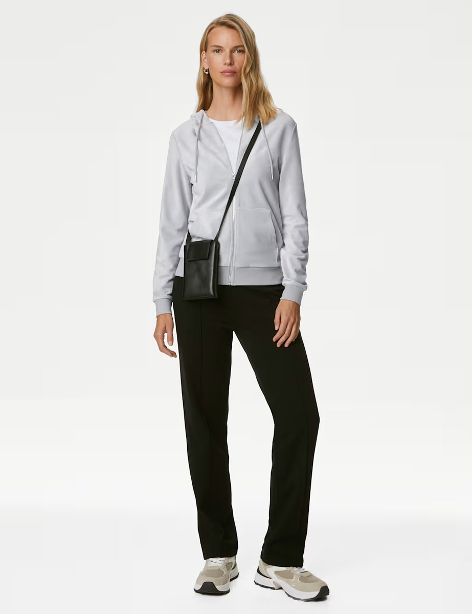 Marks & Spencer M&S Velvet Hoodie Pearl Grey - 2