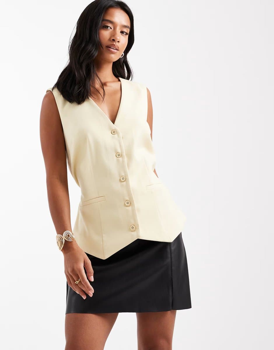 ASOS Vero Moda Petite faux leather mini skirt with notch front in black