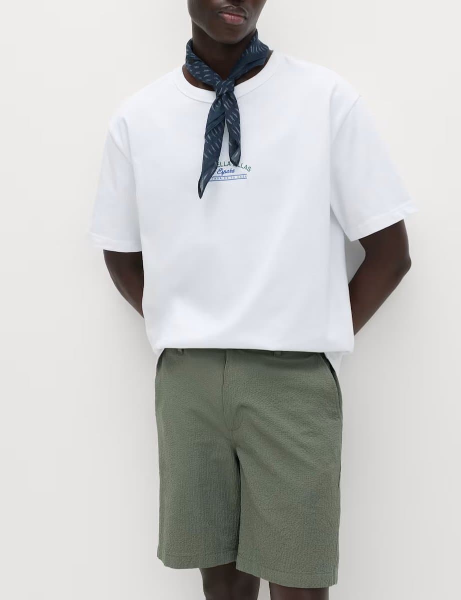 Marks & Spencer M&S Moss Green Seersucker Chino Shorts