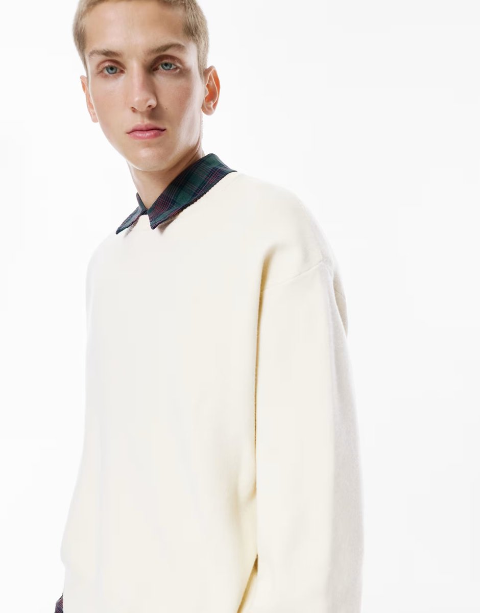 ASOS Pull&Bear Soft knit jumper in off white - 3