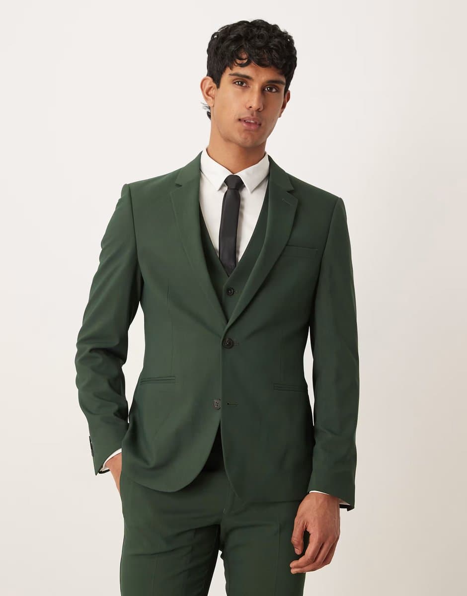 ASOS ASOS DESIGN Dark Green Skinny Suit Jacket
