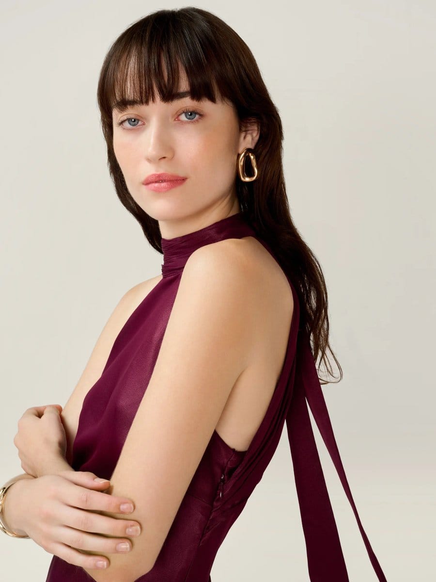 OMNES Milos Dress in Deep Wine - 4