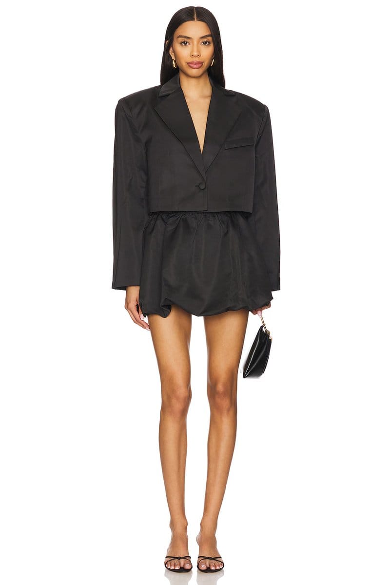 revolve Cropped Satin Blazer - 4