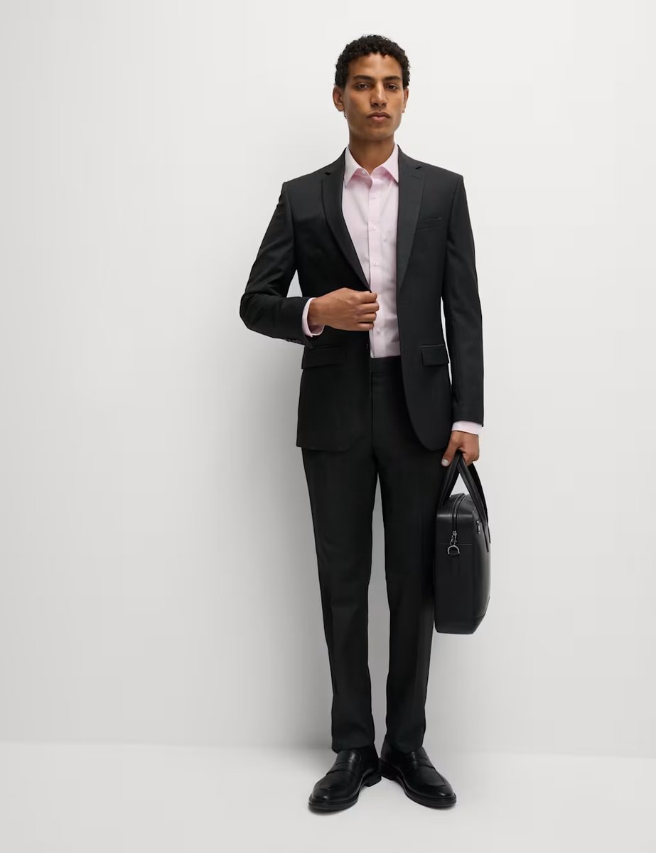 Marks & Spencer M&S 3 Pack Slim Fit Easy Iron Shirts Blue Mix - 4