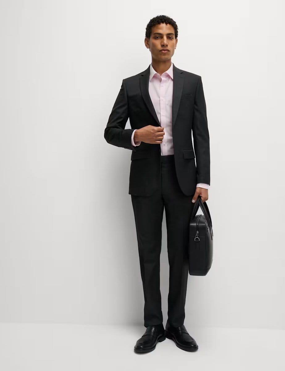 Marks & Spencer M&S 3 Pack Slim Fit Easy Iron Shirts Blue Mix - 4