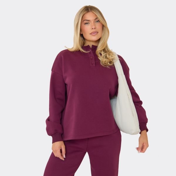 EGO BUTTON UP LONG SLEEVED OVERSIZED JUMPER IN PURPLE, Women's Size UK 6 - 1