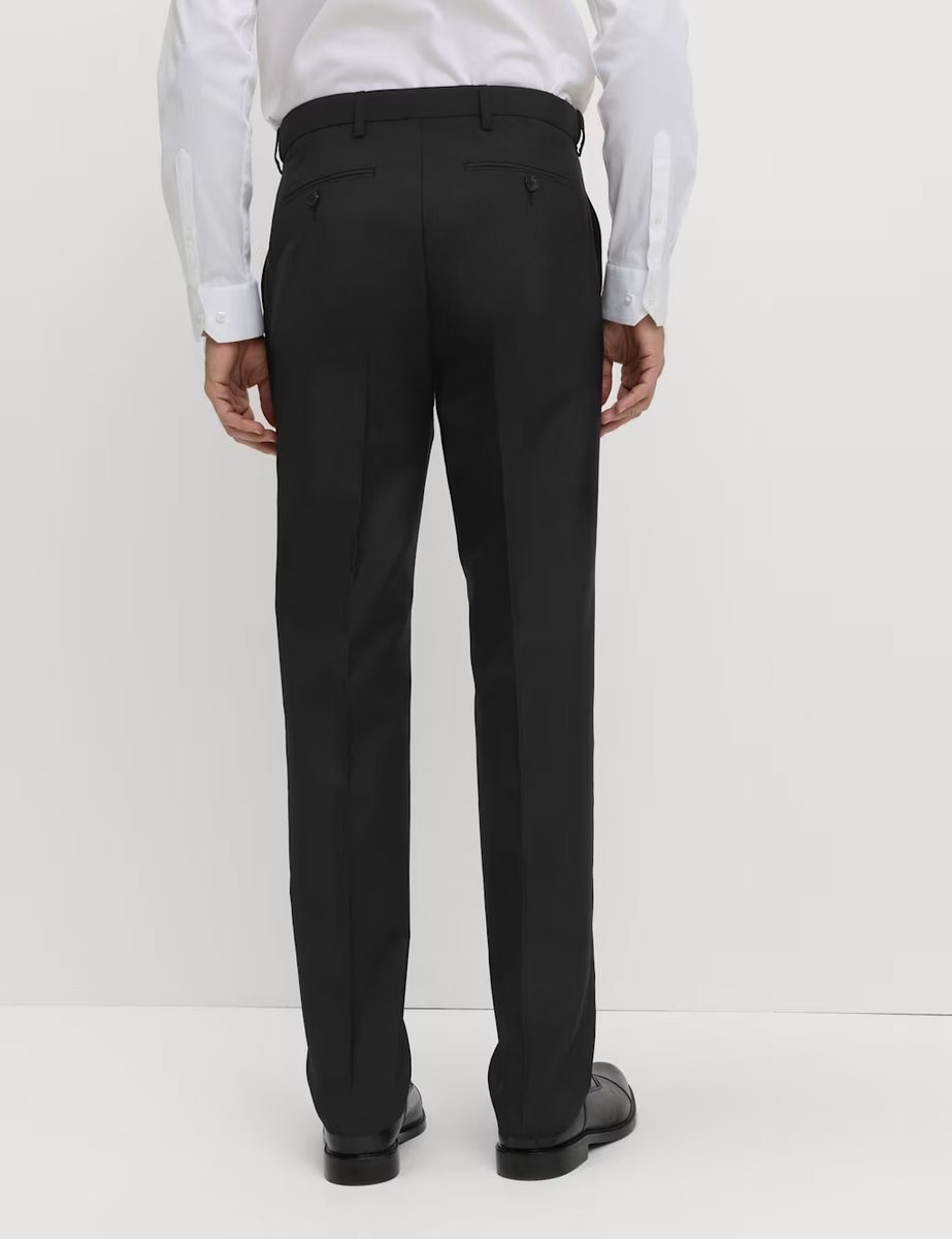 Marks & Spencer M&S 2 Pack Regular Fit Flat Front Trousers Black - 4