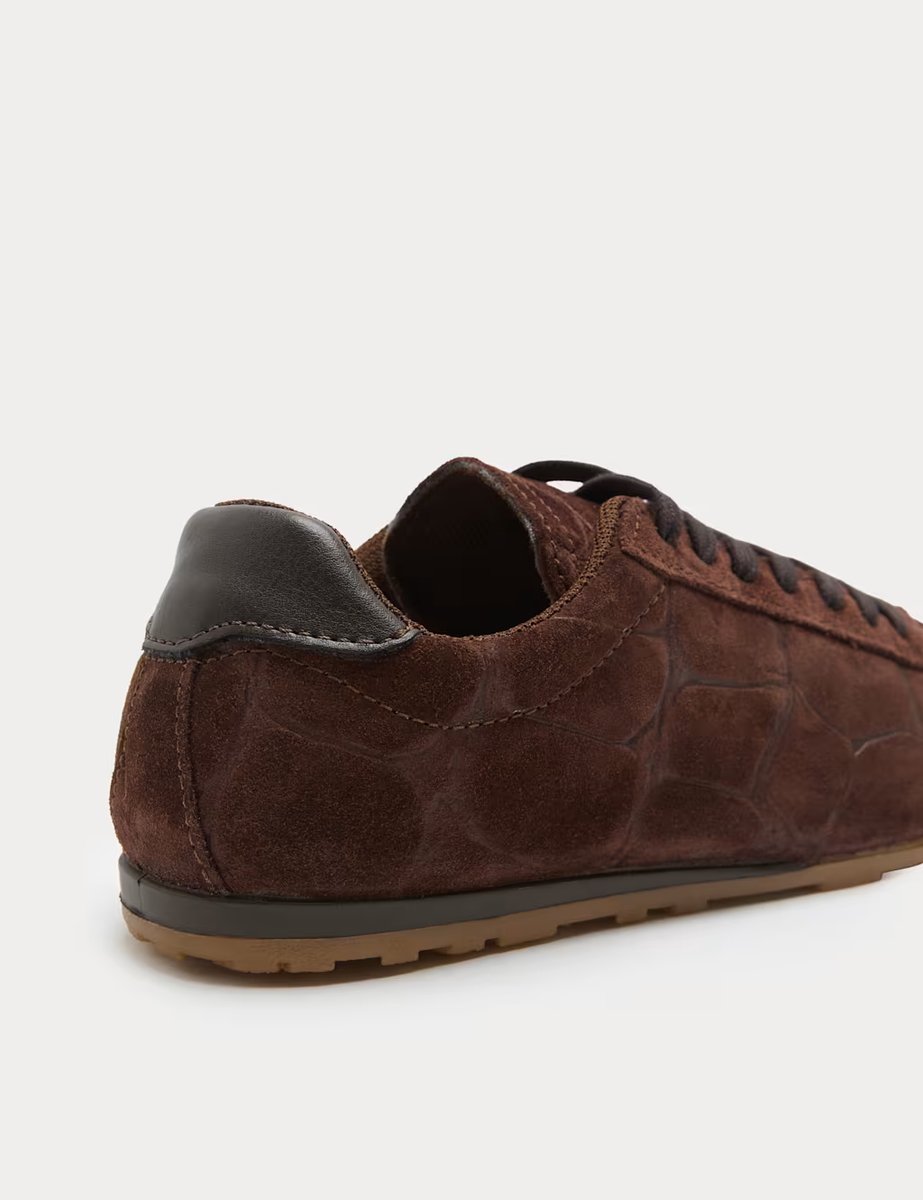 Marks & Spencer M&S Suede Embosses Croc Trainers Brown - 2