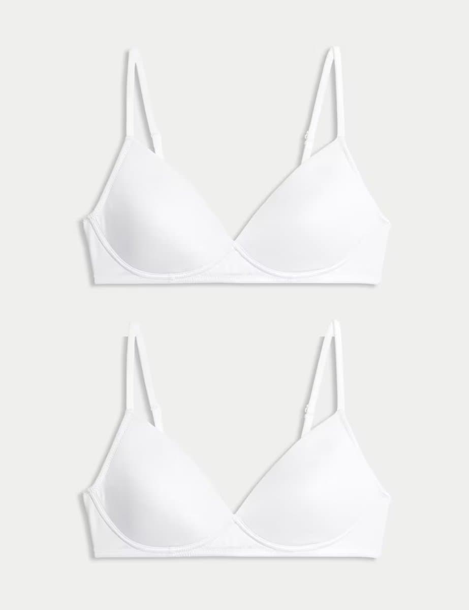 Marks & Spencer M&S 2 Pack Non Wired First Bras AA-D White/White