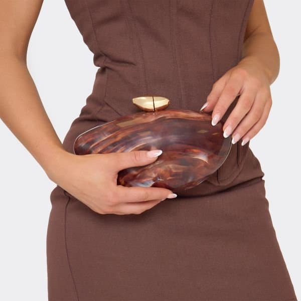 EGO EGO Brown Multi-tonal Shaped Clutch Bag