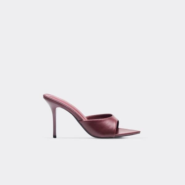 EGO EGO Burgundy Faux Leather Stiletto Mule in Red