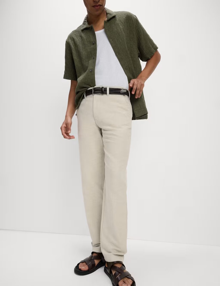 Marks & Spencer M&S 2 Pack Regular Fit Cotton Linen Blend Chinos Stone Mix - 4