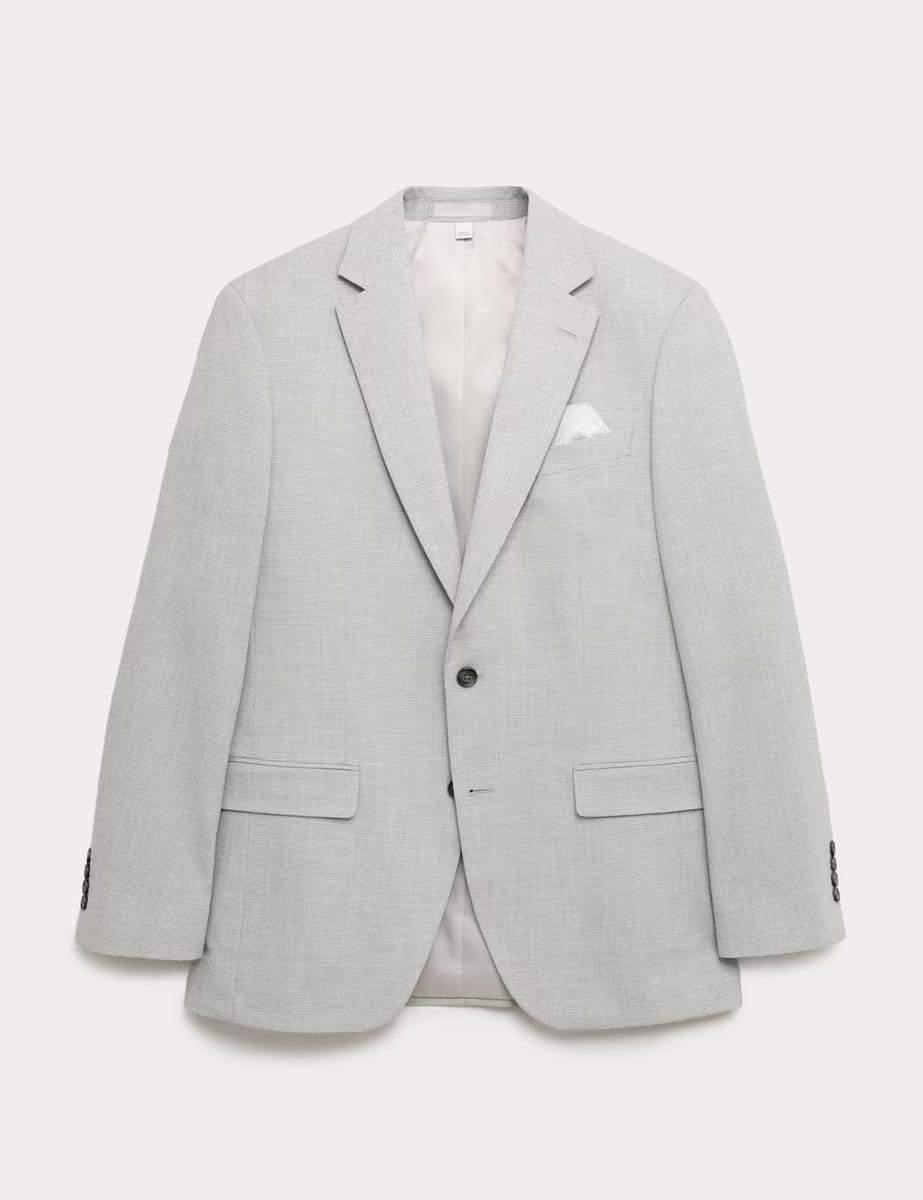 Marks & Spencer M&S Tailored Fit Stretch Suit Jacket Light Grey - 1
