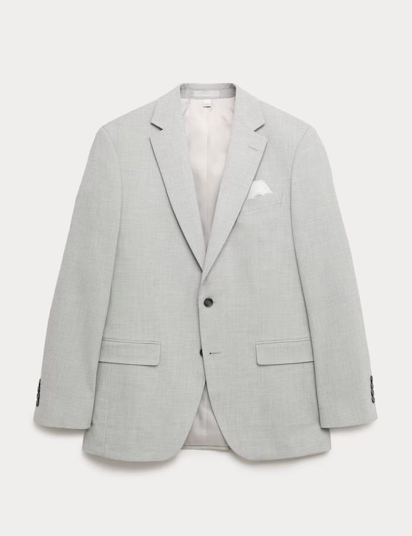 Marks & Spencer M&S Tailored Fit Stretch Suit Jacket Light Grey - 1